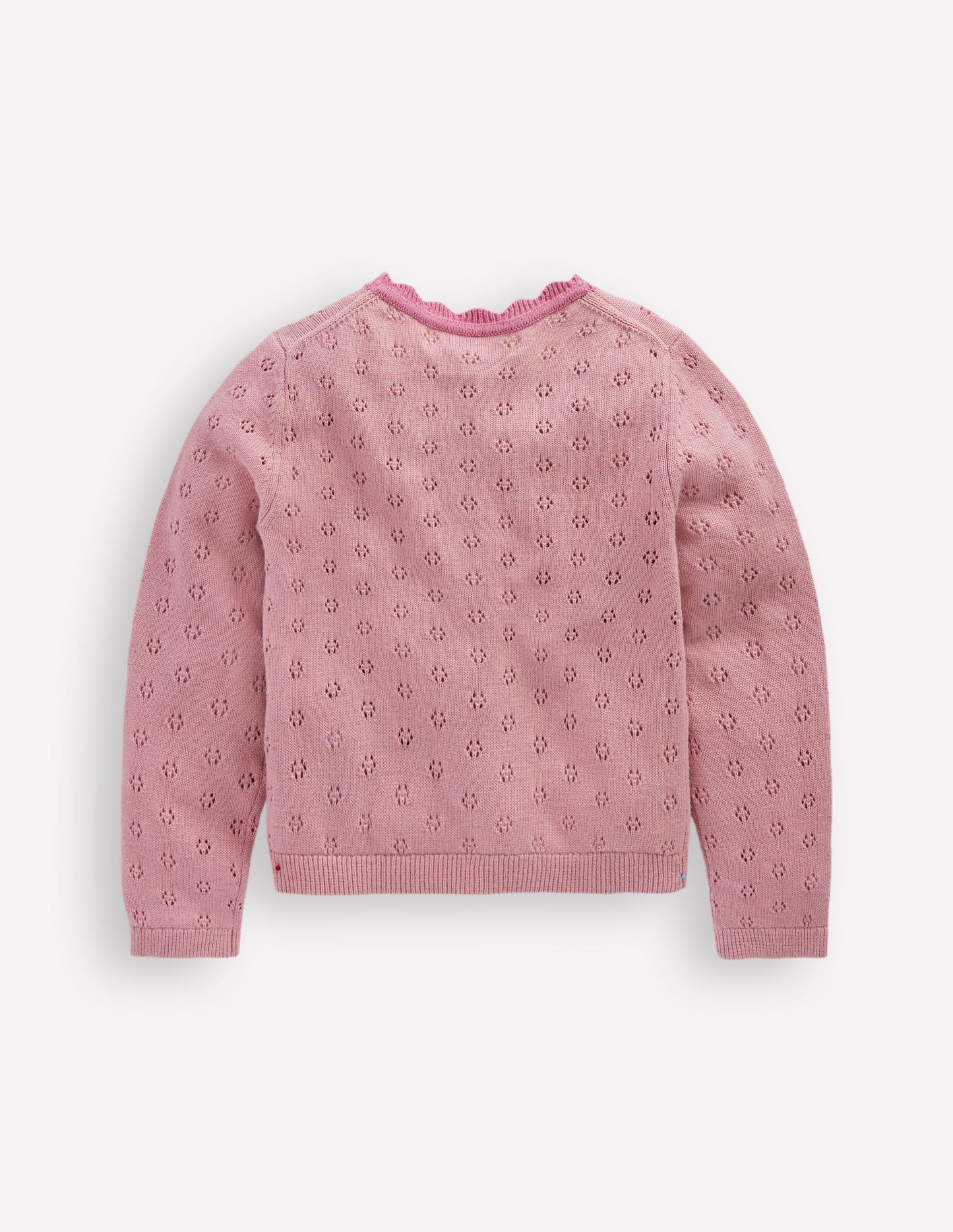 Strickjacke mit Muschelsaum für den Alltag-Vintage-Rosa