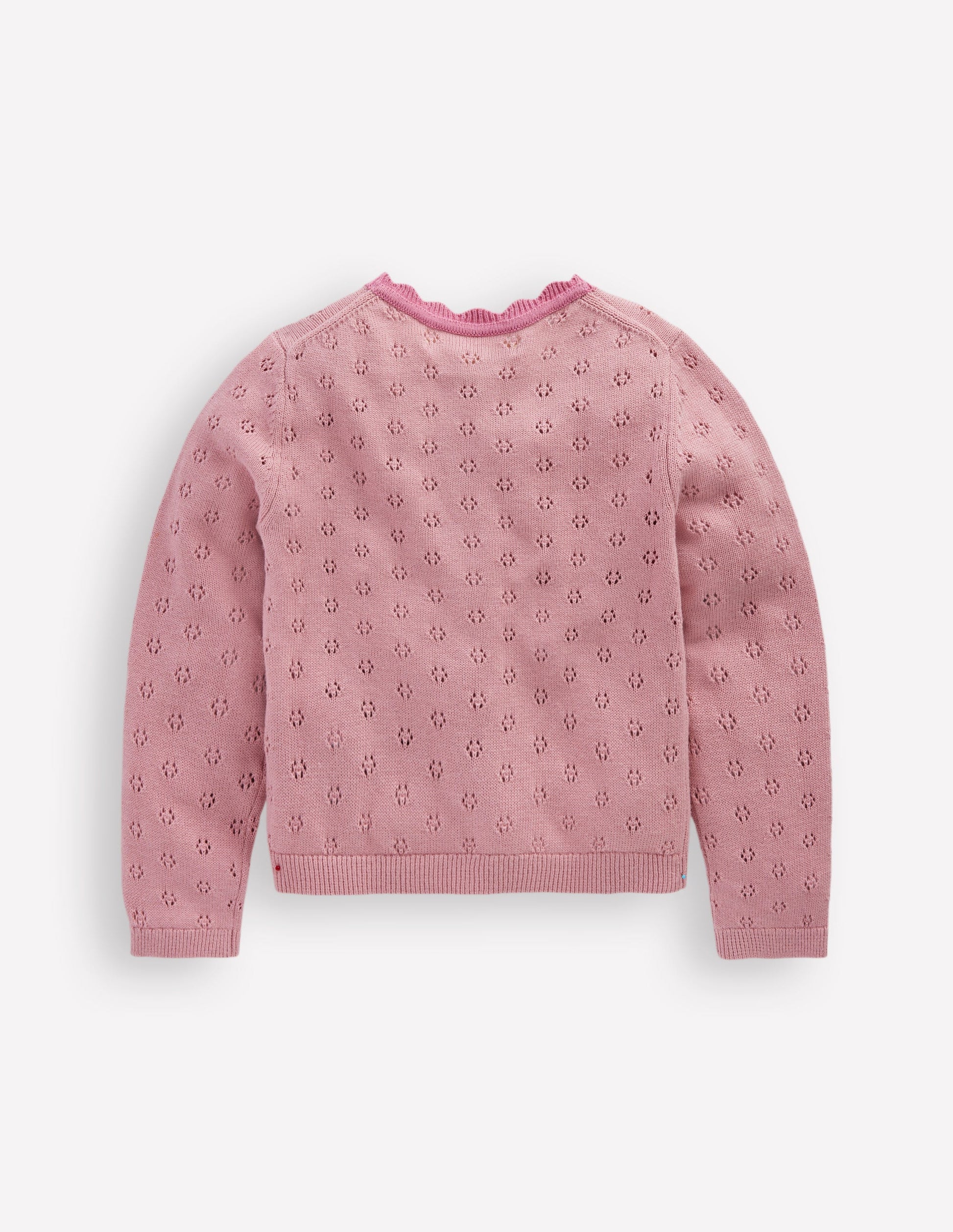 Strickjacke mit Muschelsaum für den Alltag-Vintage-Rosa-2