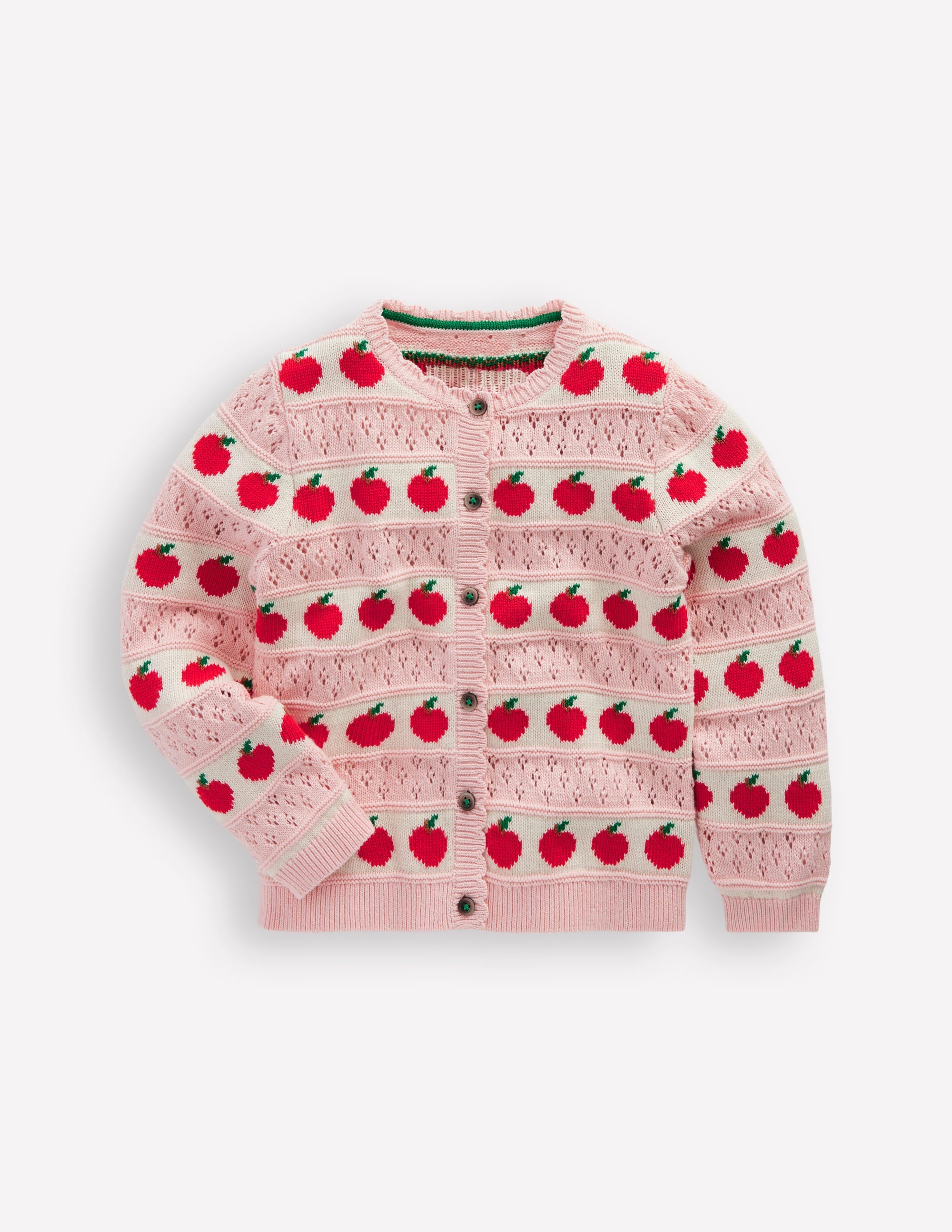 Hübsche Strickjacke mit Muschelsaum-Kreiderosa Äpfel - Image 1