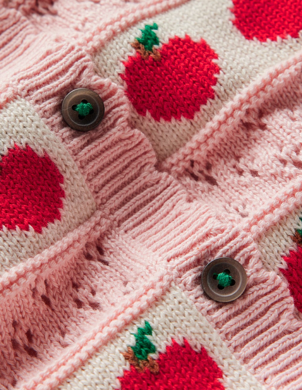 Hübsche Strickjacke mit Muschelsaum-Kreiderosa Äpfel