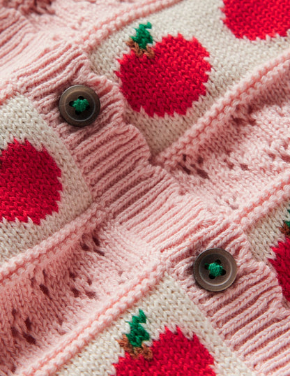 Hübsche Strickjacke mit Muschelsaum-Kreiderosa Äpfel-3