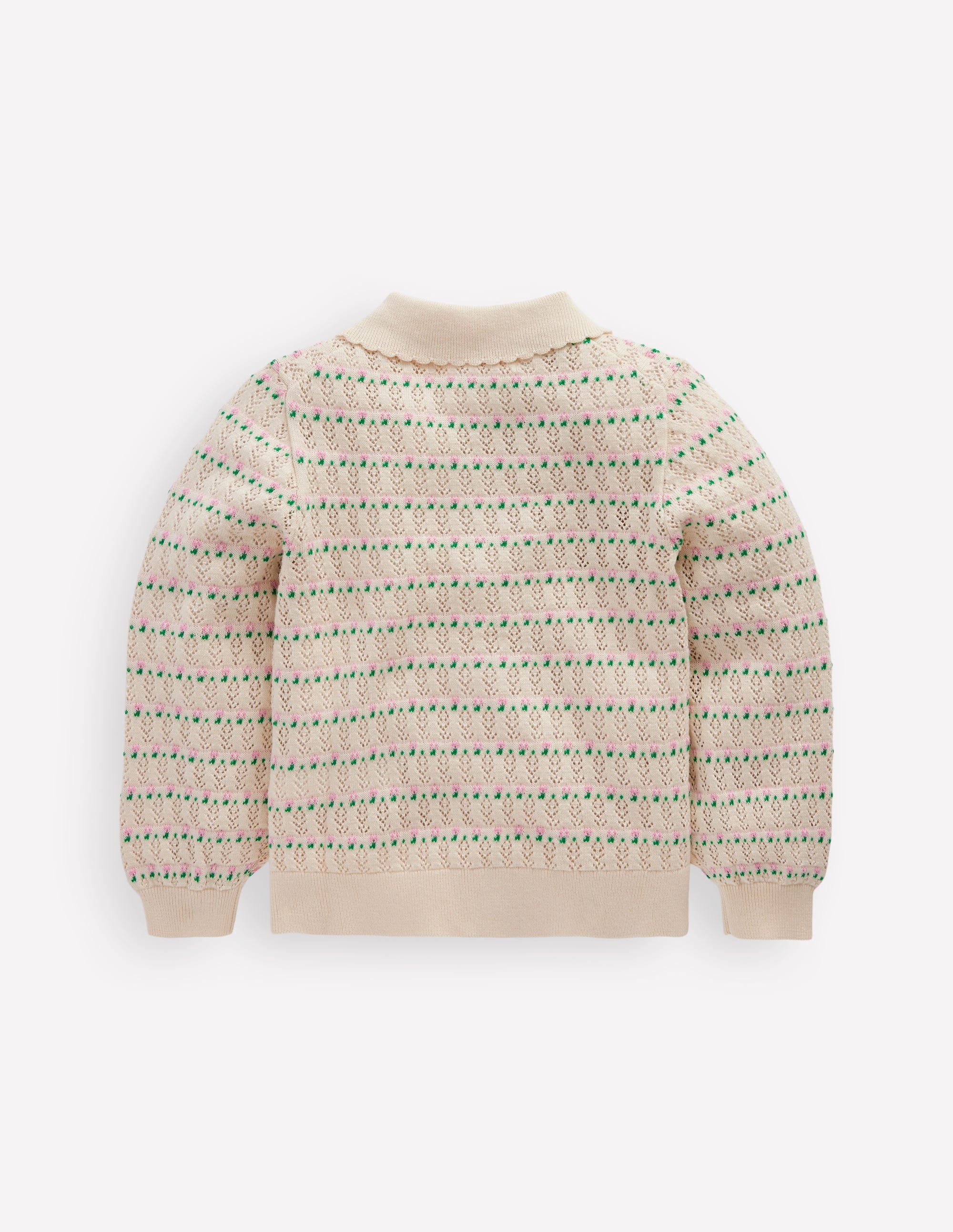 Strickjacke mit Pointelle-Kragen-Warmes Naturweiß - Image 2