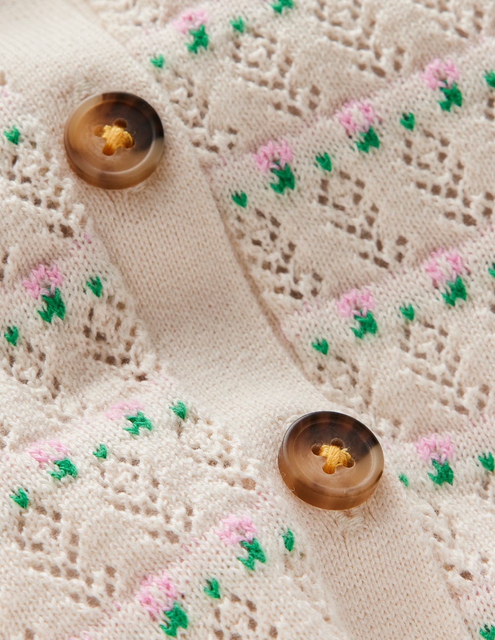 Strickjacke mit Pointelle-Kragen-Warmes Naturweiß - Image 3