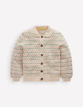 Strickjacke mit Pointelle-Kragen-Warmes Naturweiß