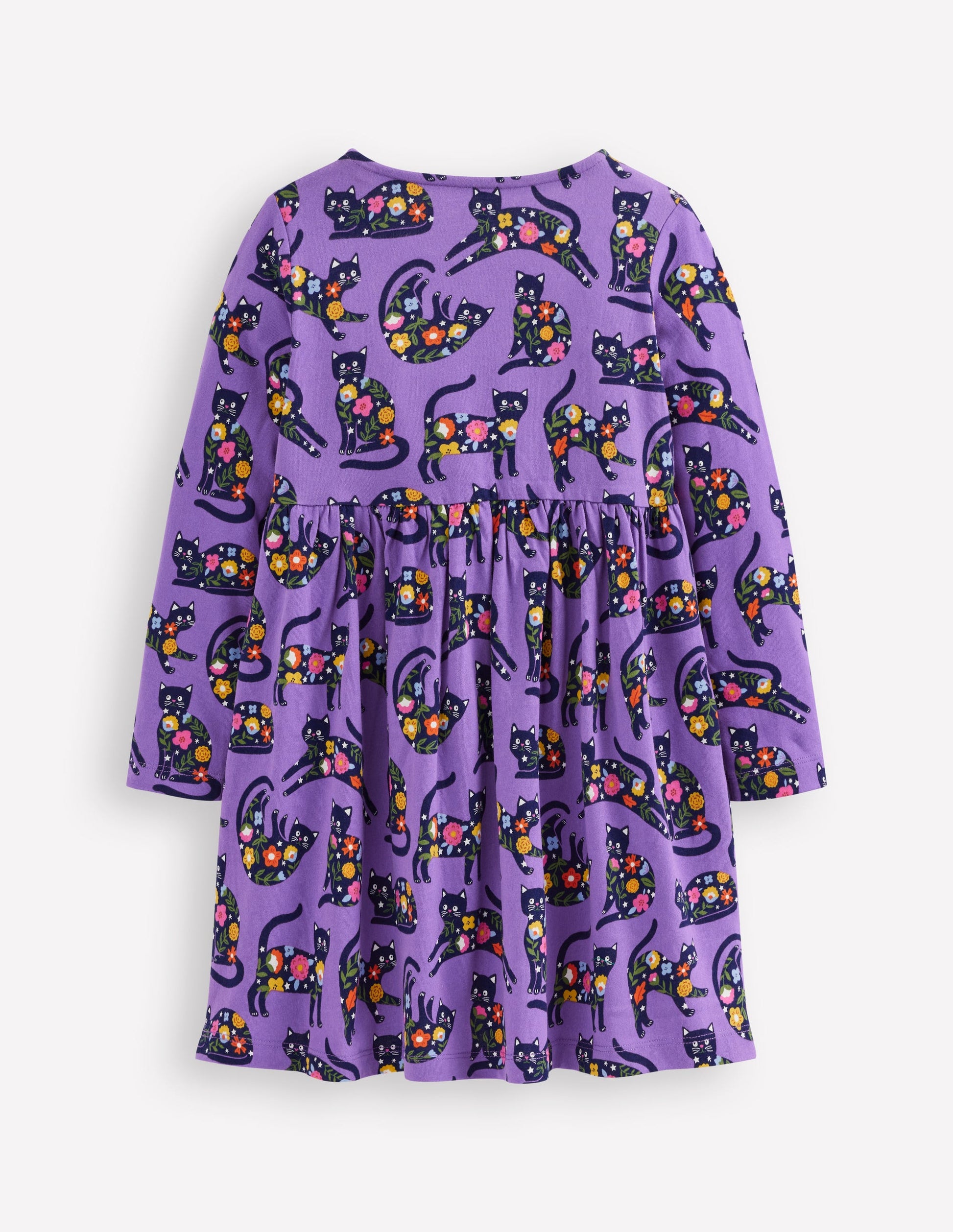 Robe en jersey fun avec poche en cœur-Chats effrayants topaze violette-2