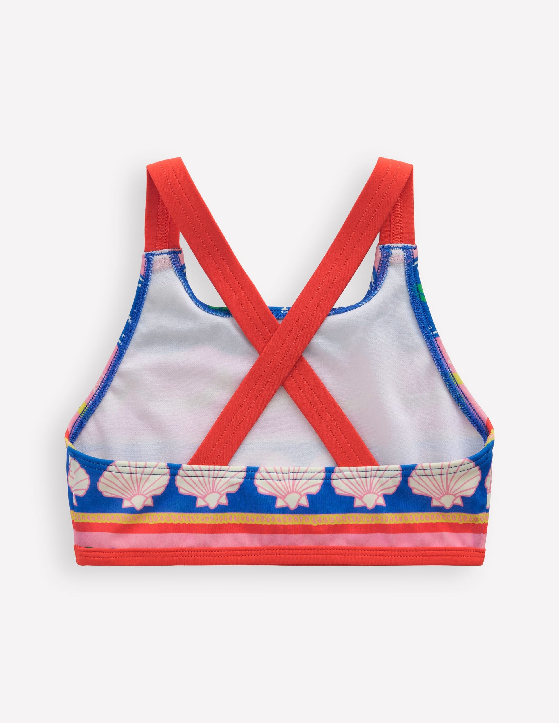 Bikinioberteil mit überkreuzter Rückseite-Bunt Meer Muschel Streifen-2