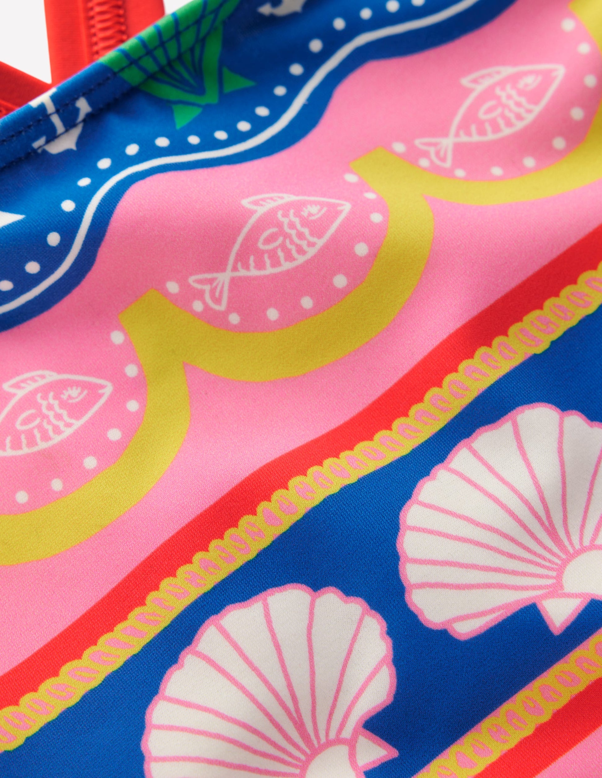 Bikinioberteil mit überkreuzter Rückseite-Bunt Meer Muschel Streifen-3