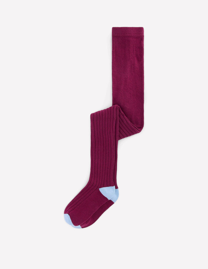 Strumpfhose aus Rippstrick-Dunkelviolett