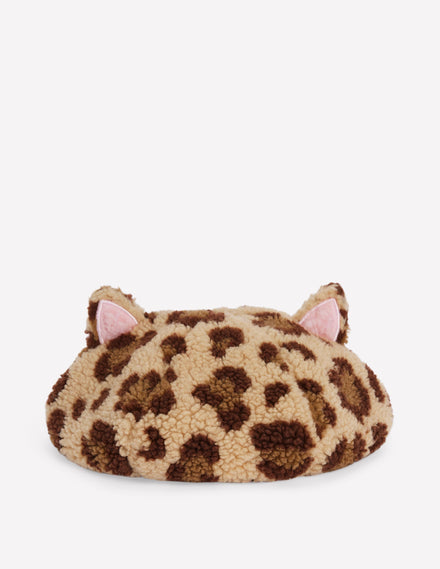 Originelle Baskenmütze-Mohair, Leopardenmuster