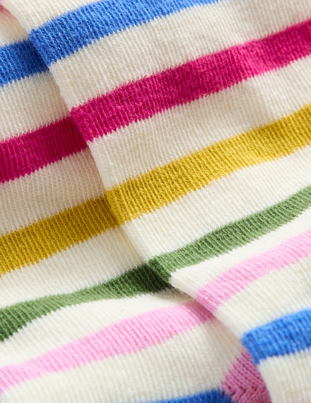 Gemusterte Strumpfhose-Weiches Naturweiß Bunt Streifen