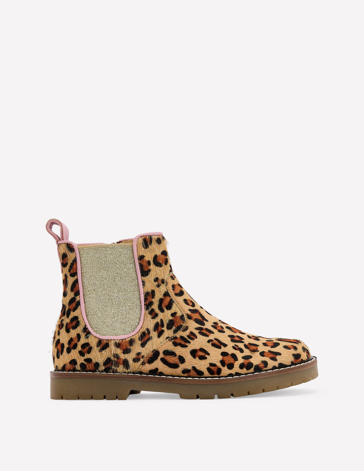Chelsea-Stiefel aus Leder-Leopardenmuster
