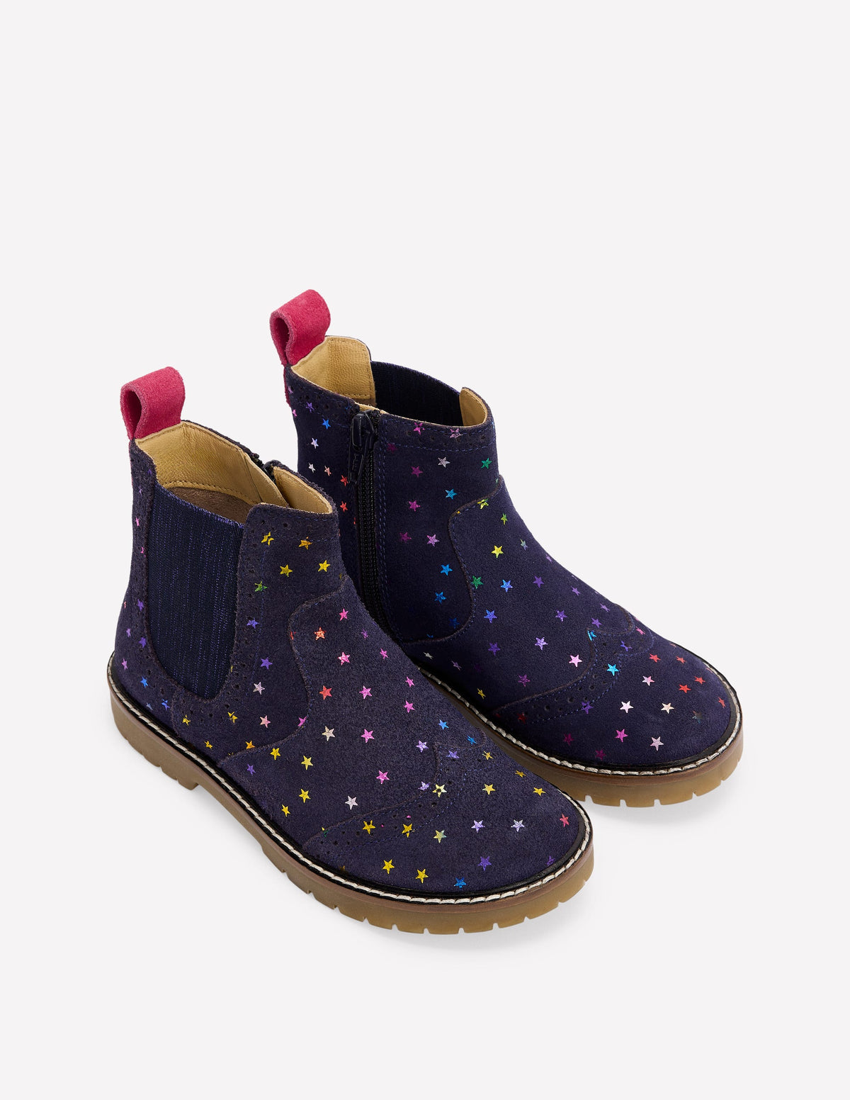 Chelsea-Stiefel aus Leder-Schuluniform-Marineblau Metallic-Sterne - Image 2