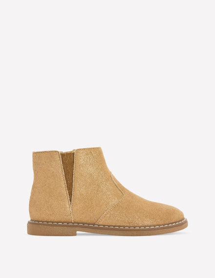 Wildleder-Stiefeletten-Gold