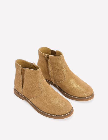 Wildleder-Stiefeletten-Gold