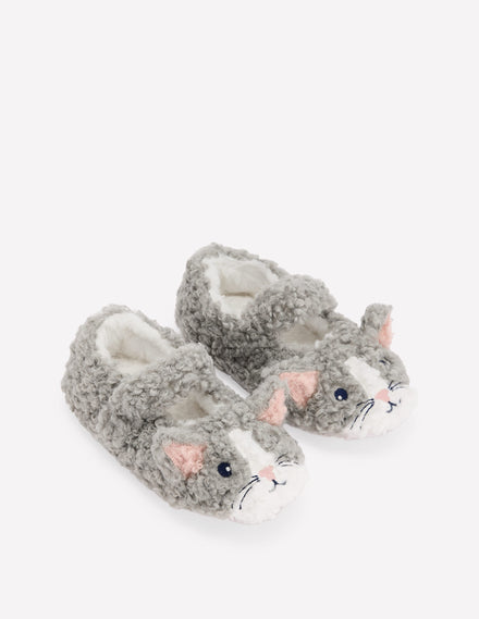 Chaussons style babies-Chat gris