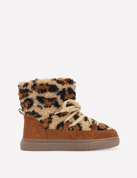 Kuschelige Teddyfell-Stiefel-Mohair, Leopardenmuster