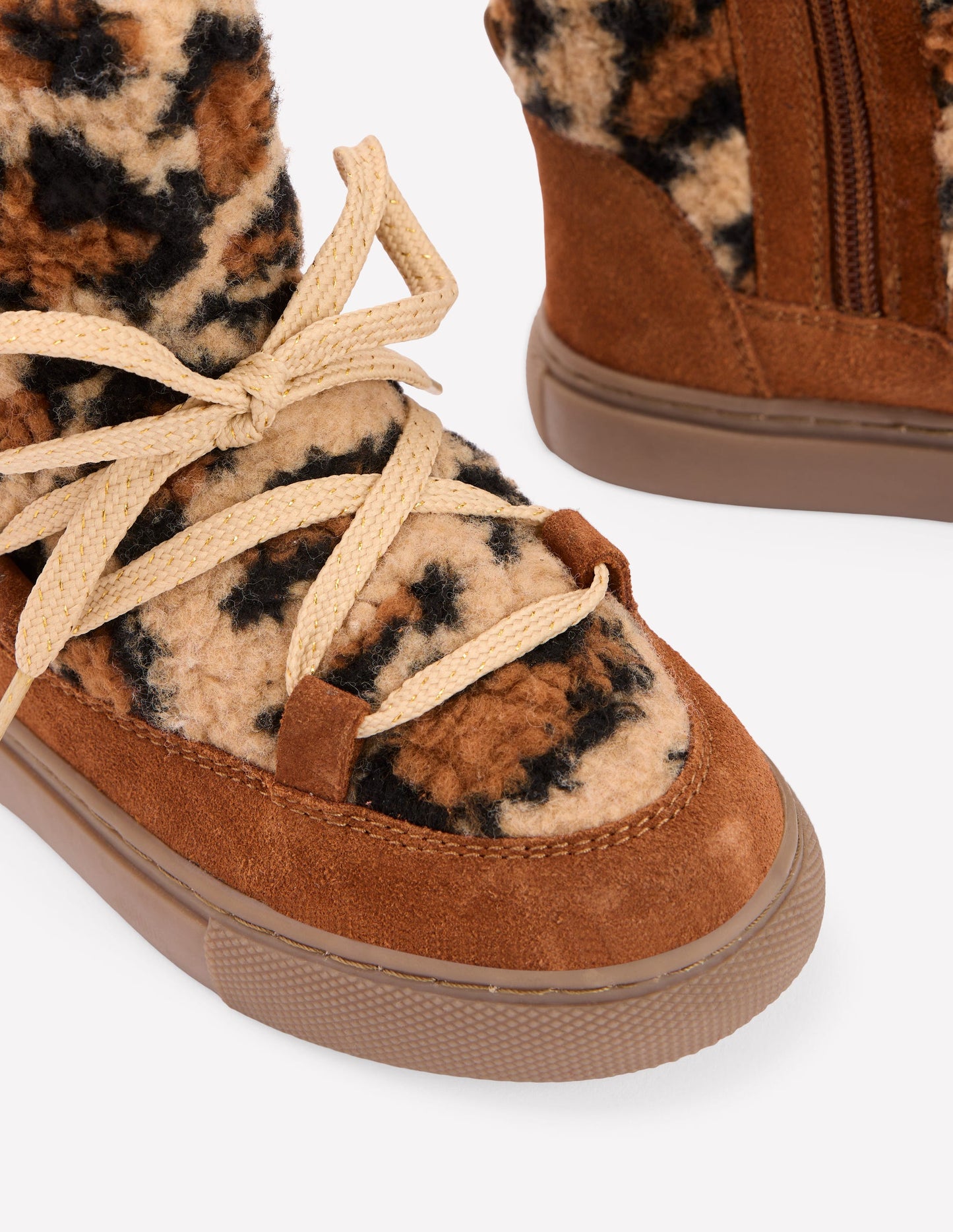 Kuschelige Teddyfell-Stiefel-Mohair, Leopardenmuster
