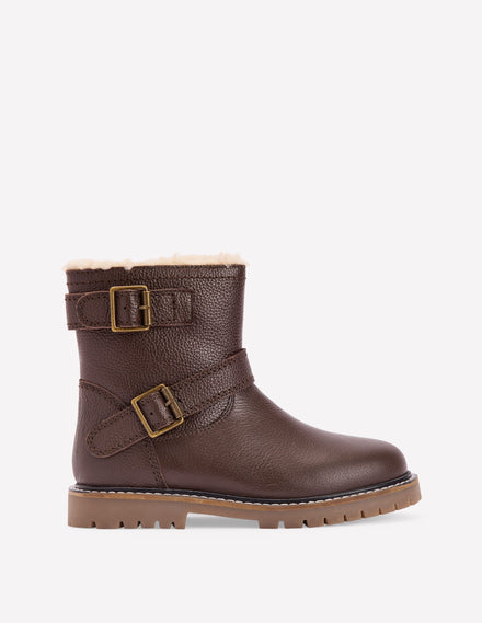 Bikerstiefel aus Leder-Dunkle Schokolade