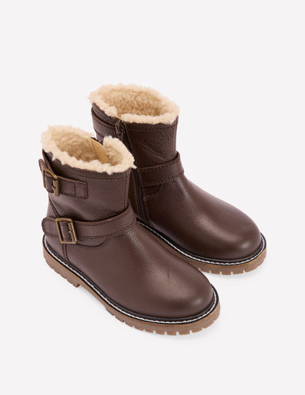 Bikerstiefel aus Leder-Dunkle Schokolade