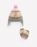 Fair-Isle-Set für Babys (Mädchen)-Sanftes Jade Meliert Vögel