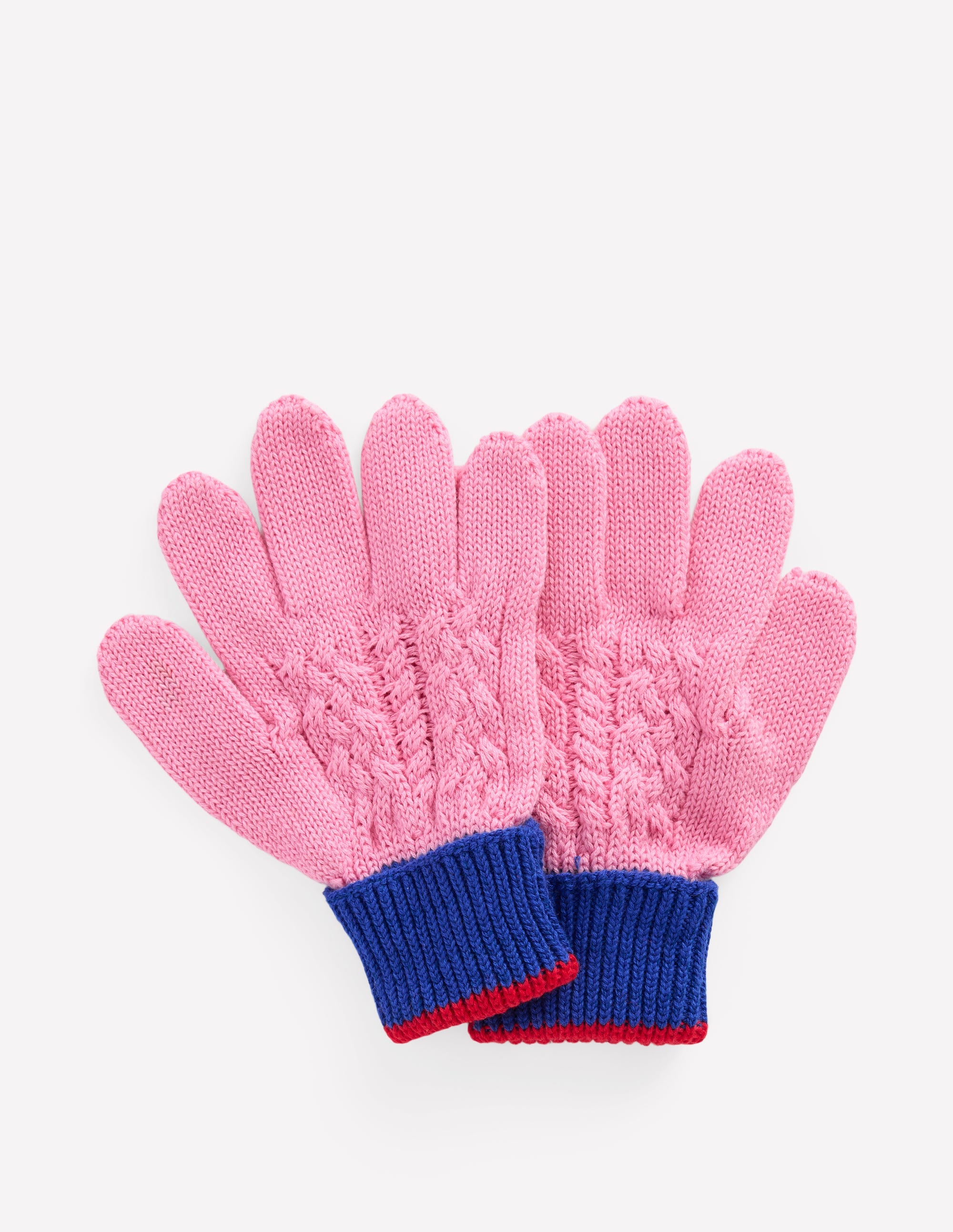 Strickhandschuhe-Rosa Blockfarben - Image 1
