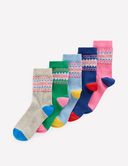 5 paires de chaussettes motif jacquard-Motif jacquard multi