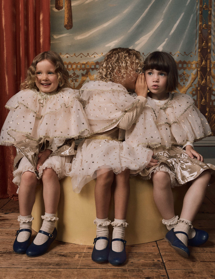 Tüllumhang-Sanftes Naturweiß/Goldkonfetti