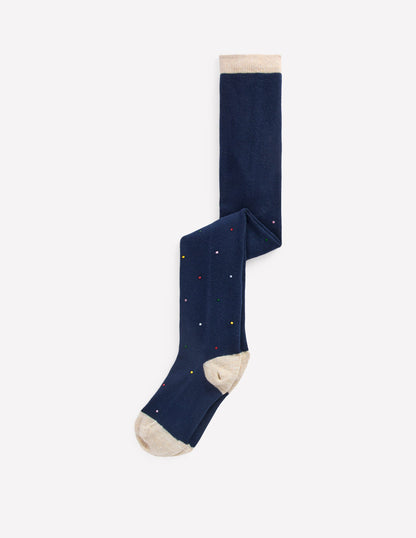 Strumpfhose mit Glitzerdesign-Schuluniform-Marineblau-1