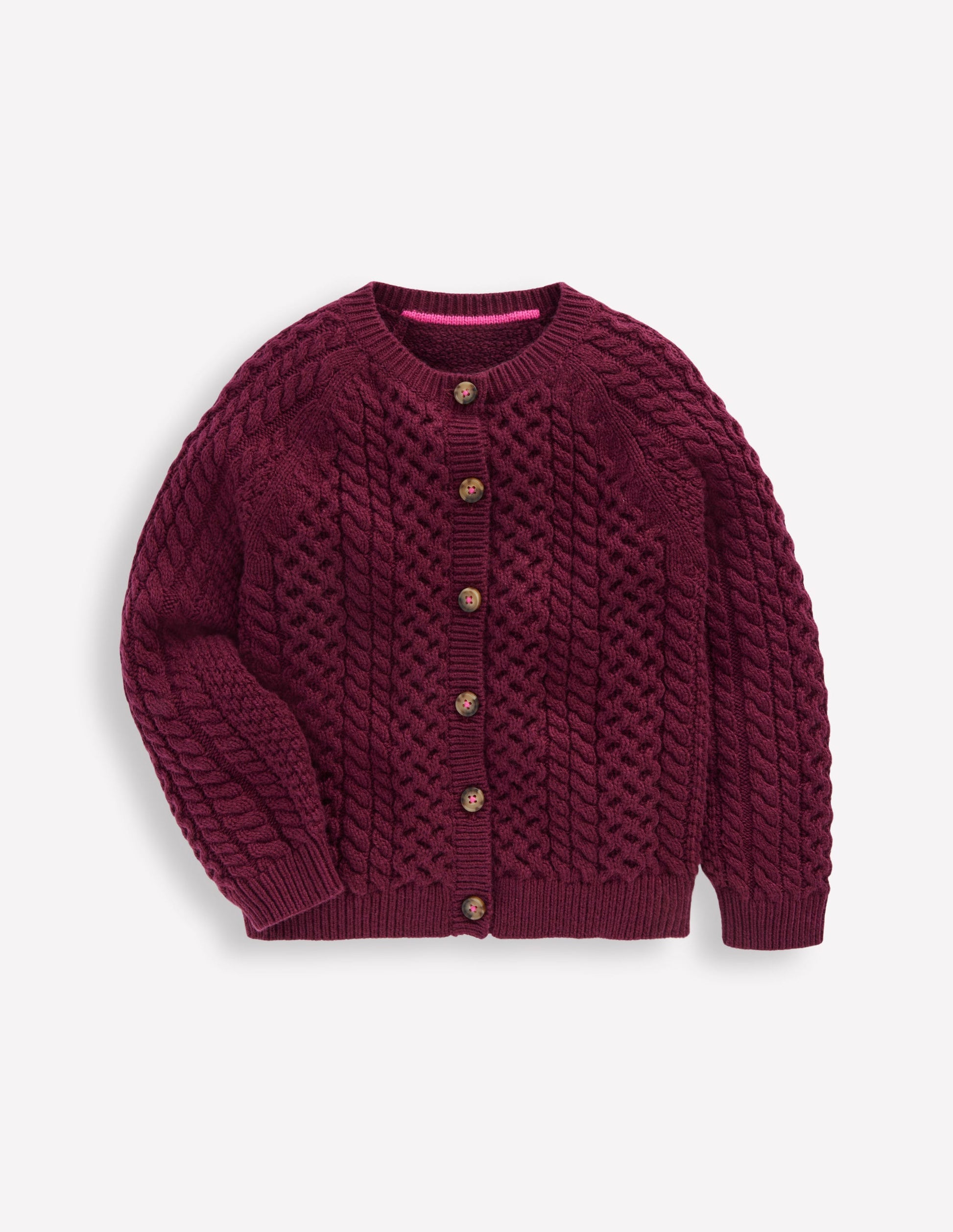 Strickjacke mit Zopfmuster-Pflaume-2