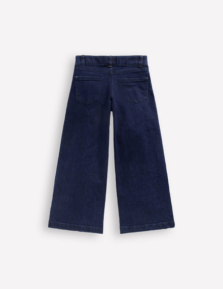 Wide Leg Trousers-Dark Vintage Blue