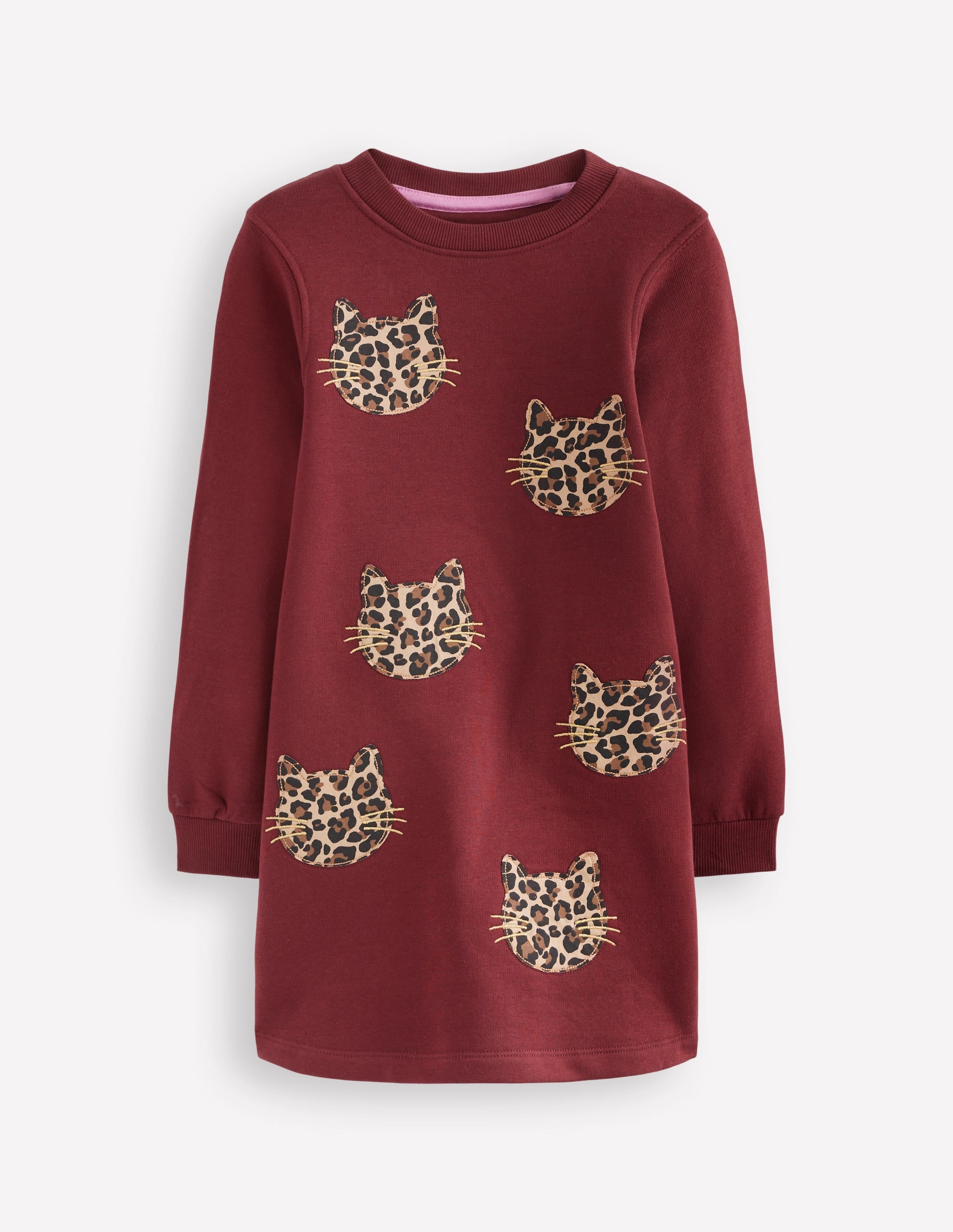 Ida Sweatshirtkleid mit Applikation-Kastanie Katzengesichter - Image 1