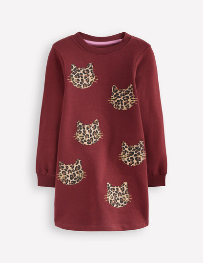 Ida Sweatshirtkleid mit Applikation-Kastanie Katzengesichter-1