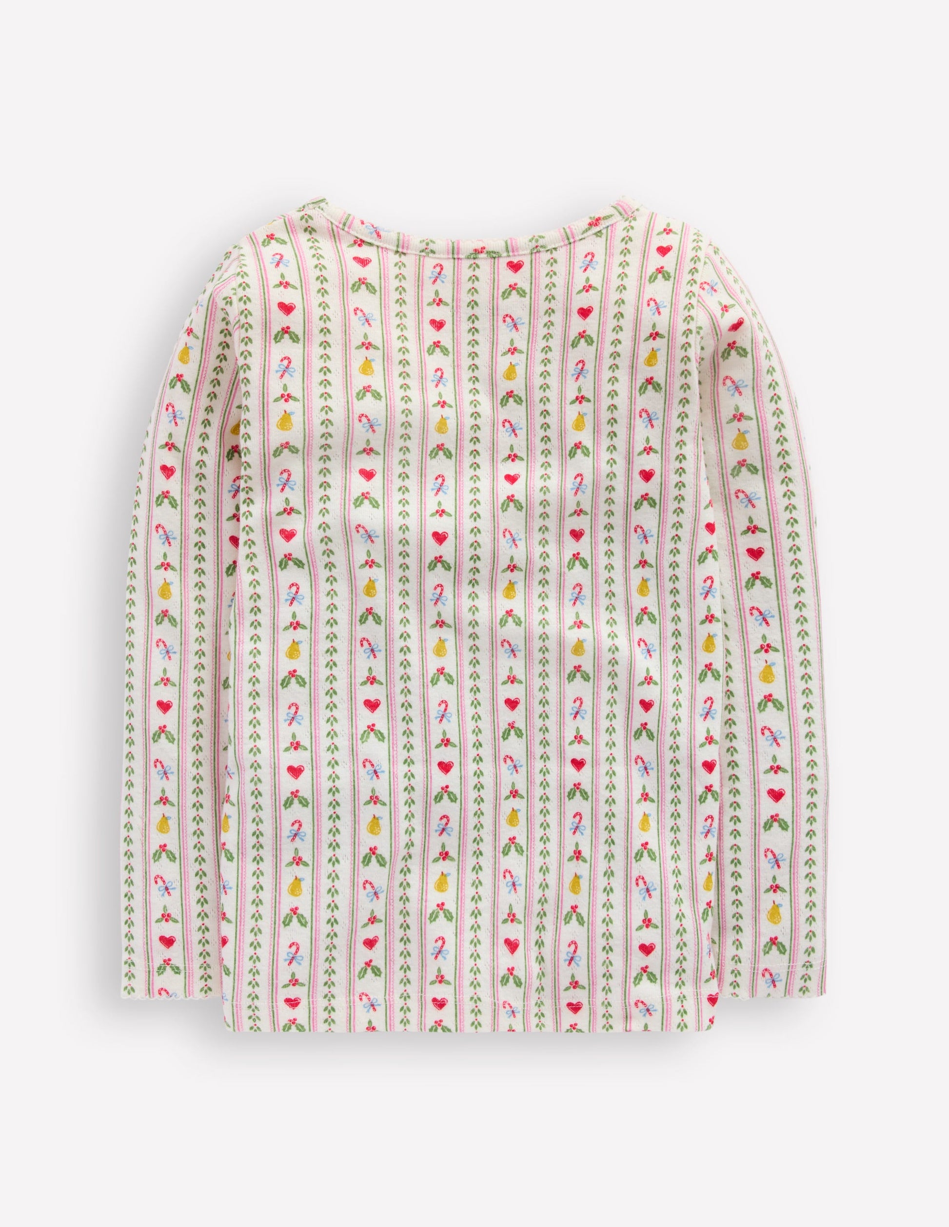 Long Sleeve Pointelle Top-Soft Ivory Nutcracker Stripe-3