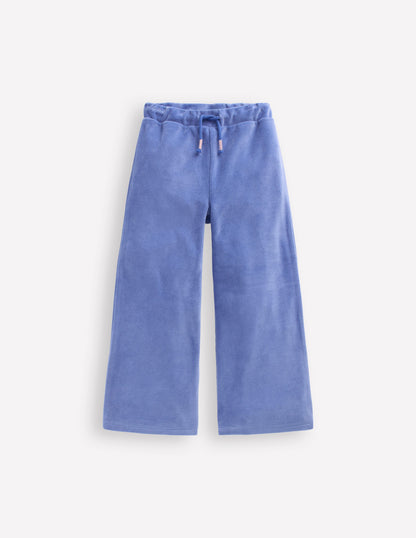 Bas de jogging en velours à poches cœurs-Bleu Tendre-1