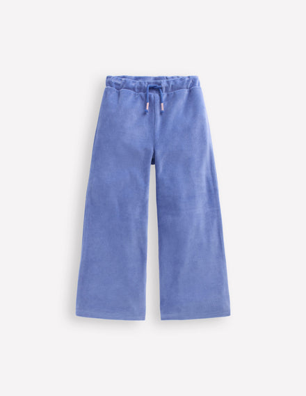 Bas de jogging en velours à poches cœurs-Bleu Tendre