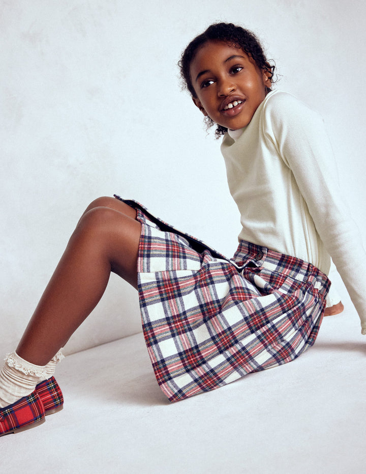 Geripptes Rollkragenoberteil-Naturweiß