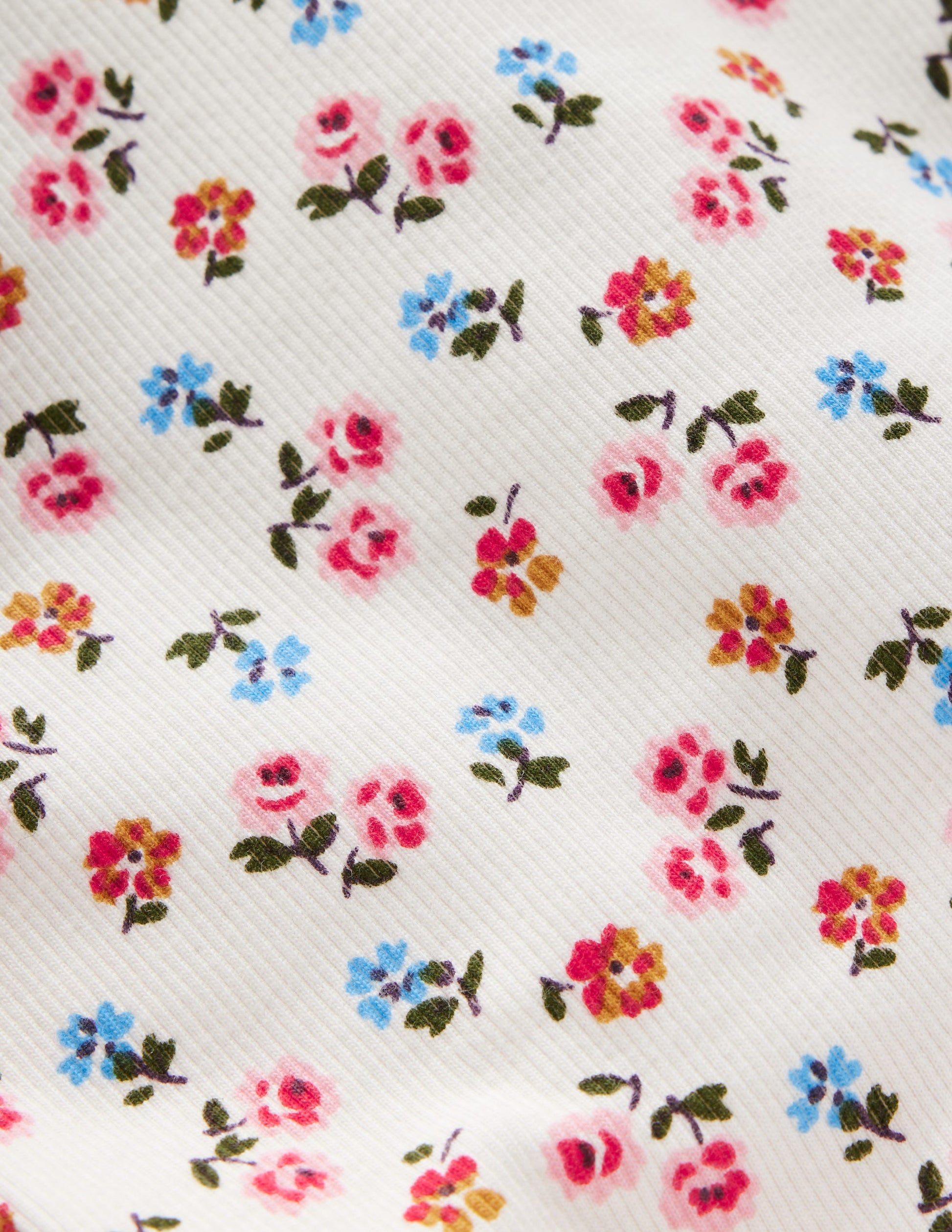 Ribbed Roll Neck Top-Soft Ivory Rose Sprig-6