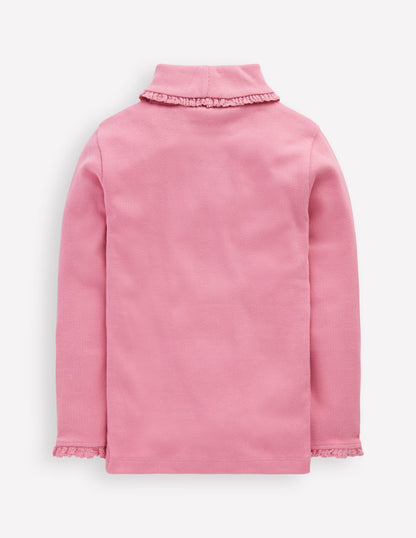 Geripptes Rollkragenoberteil-Rosa Schleier-4
