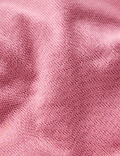 Geripptes Rollkragenoberteil-Rosa Schleier-5