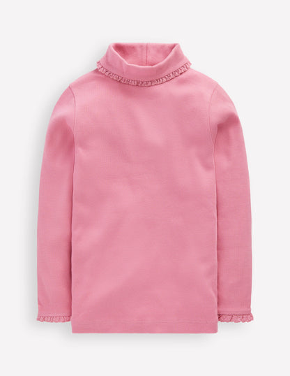 Geripptes Rollkragenoberteil-Rosa Schleier-3