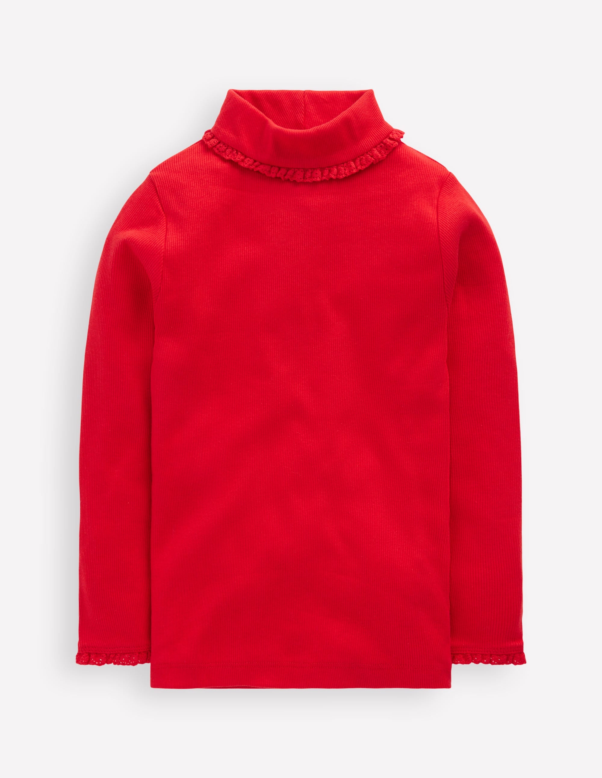 Ribbed Roll Neck Top-Poppy Red - Image 1