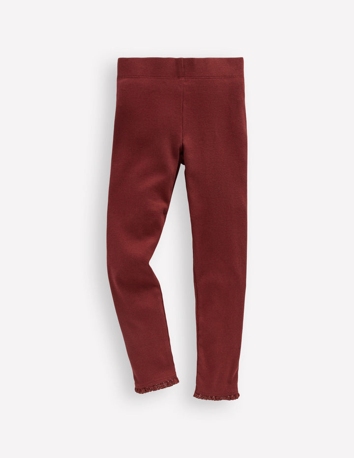 Gerippte Leggings-Kastanie