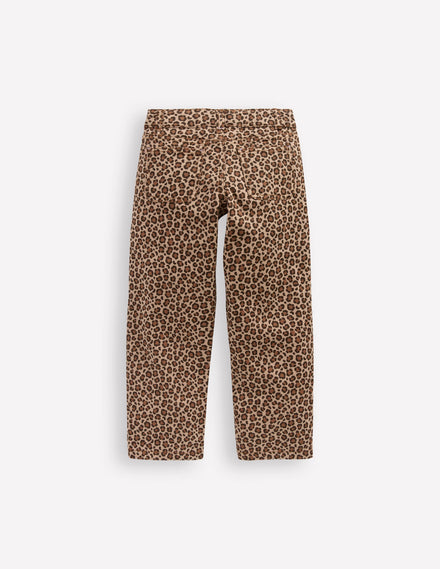 Hose mit aufgesetzten Taschen-Leopardenmuster