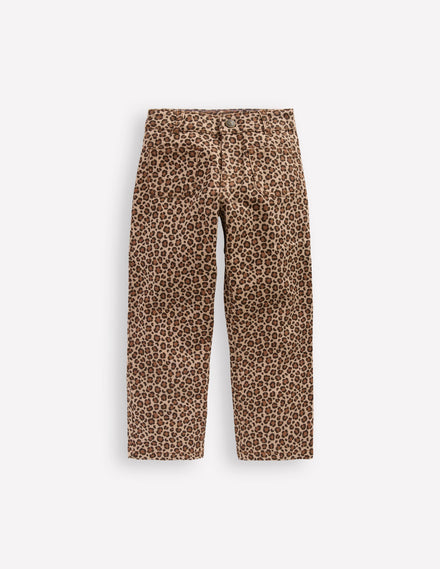 Hose mit aufgesetzten Taschen-Leopardenmuster