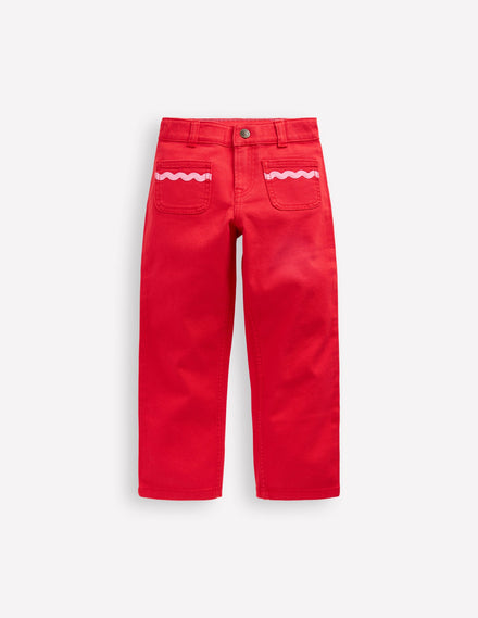 Pantalon à poche plaquée-Rouge coquelicot
