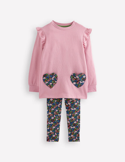 Ensemble sweat tunique et legging-Motif floral baies