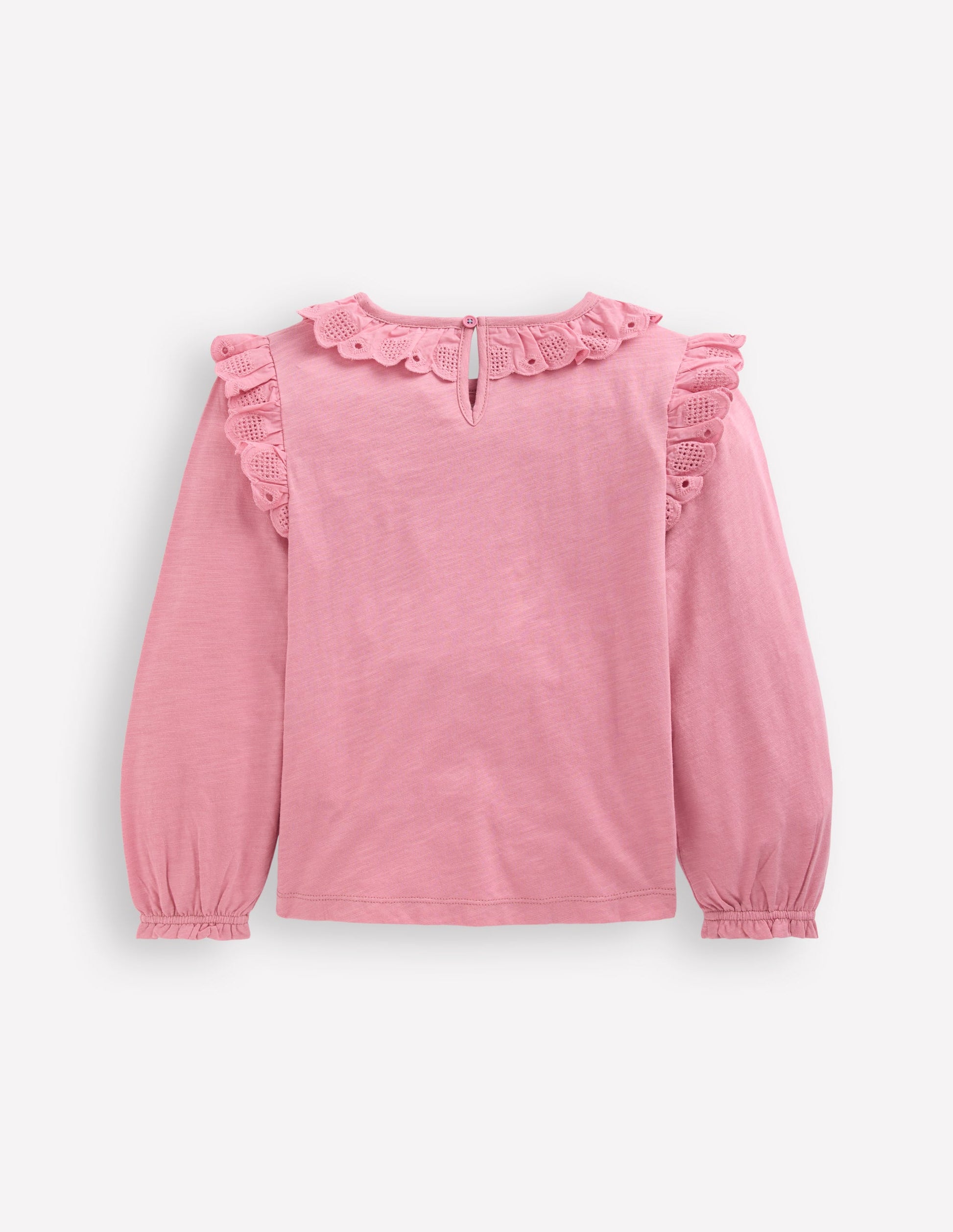 Oberteil mit Lochstickerei und Herzbesatz-Rosa Schleier-2