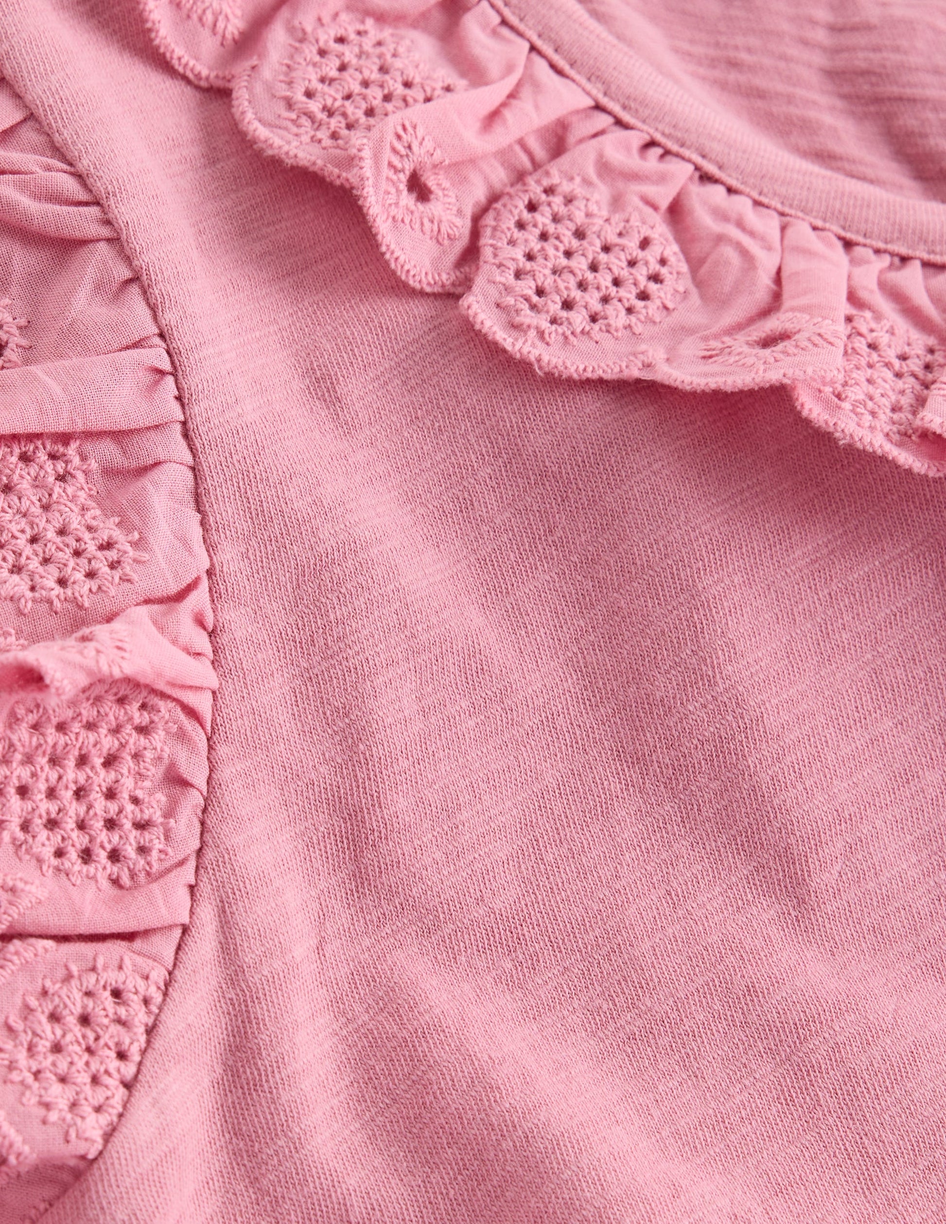 Oberteil mit Lochstickerei und Herzbesatz-Rosa Schleier-3