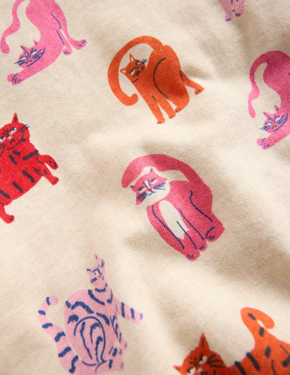 Sweat imprimé-Chats avoine chiné-3