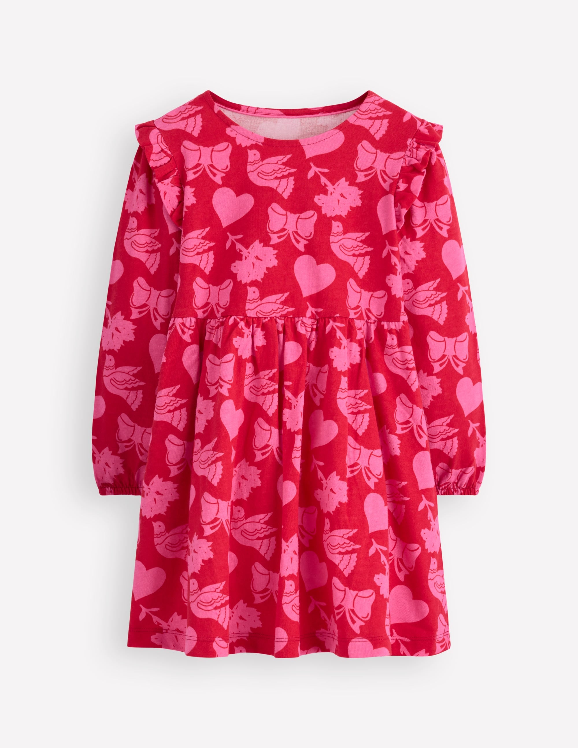 Robe Posie à manches longues en jersey-Fun festif rouge rockabilly - Image 1